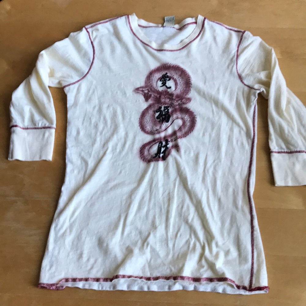 Lucky 🍀 3/4 Sleeve Cotton Embroidered Dragon Top